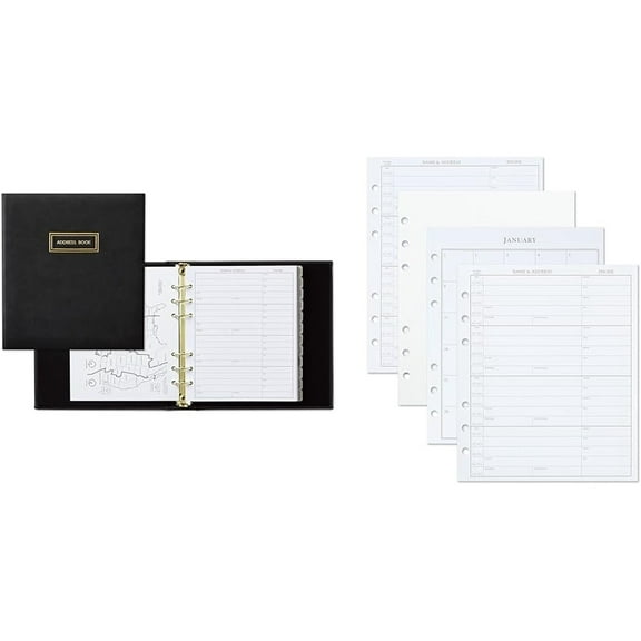 Refillable Address Book with 44 Replacement Pages