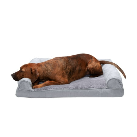 UPC: 0842229125108 | FurHaven Pet Products Plush & Suede Full Support Sofa Dog Bed – Gray Large