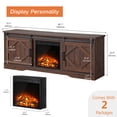 thumbnail image 6 of WAMPAT 75" Fireplace TV Stand,Farmhouse Wooden Entertainment Center with 18" Fireplace, Modern Sliding Barn Door and Storage Shelves for Living Room,Rustic Brown, 6 of 7