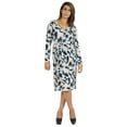 thumbnail image 5 of Bimba Printed Knee Length Jersey Dress For Women Casual Full Sleeve V Neck Midi Dress, 5 of 7
