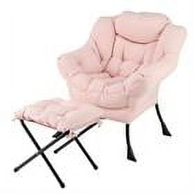 Kepooman Accent Chairs,Modern Accent Chair with Folding Footrest and Head Pillow-Pink