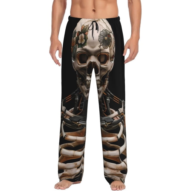 Balery Cyber Skeleton With Tattoos Pantalones de pijama para hombre, pijama ultraligero, pantalón de descanso-Small
