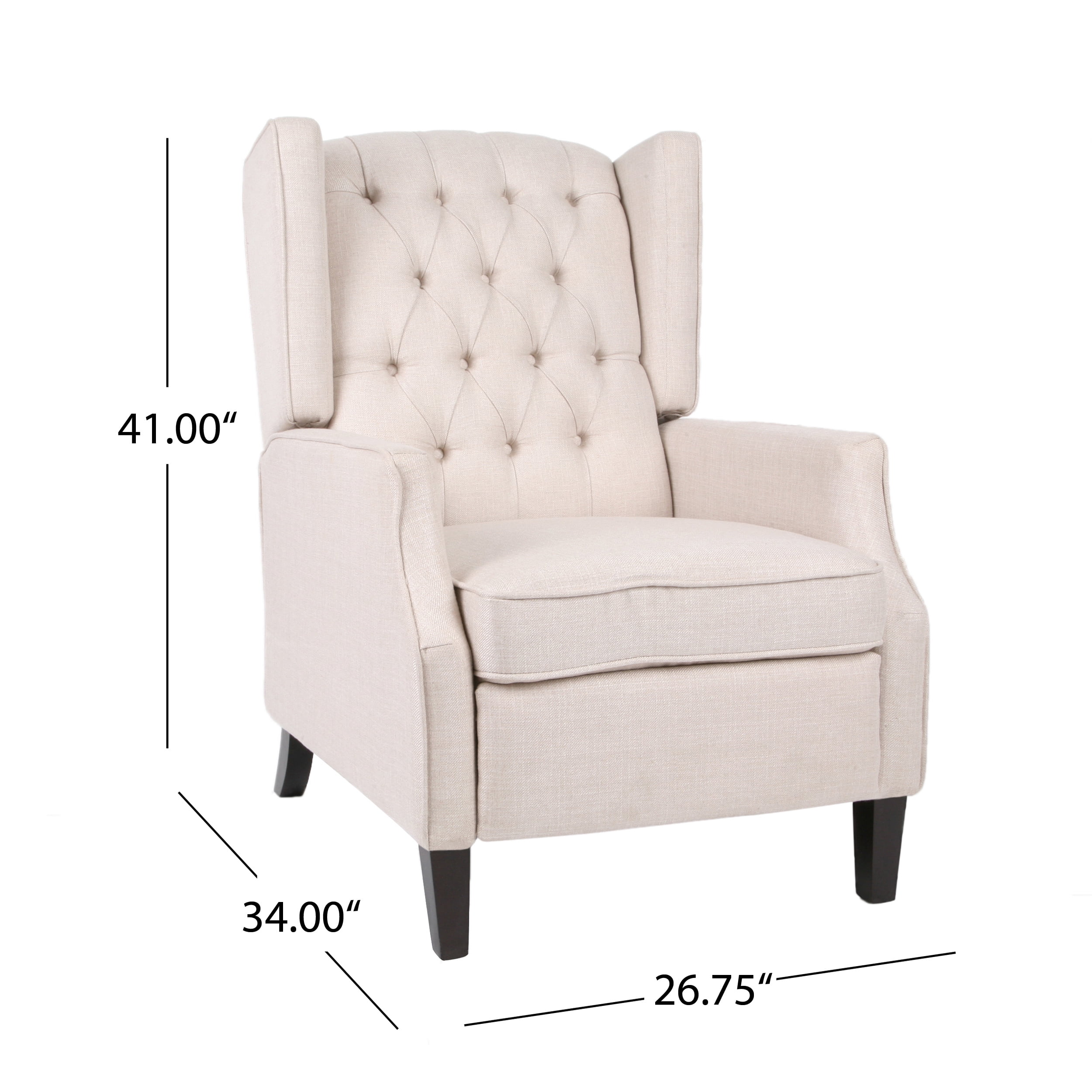 Noble House Zakyiah Standard Fabric Wingback Recliner, Beige