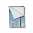 thumbnail image 2 of Modern Soft Flannel Fleece Blanket, Cityscape Office with Big Windows Clear Sunny Sky View Photograph Print, Cozy Plush for Indoor and Outdoor Use, 70" x 90", Sky Blue Grey and White, by Ambesonne, 2 of 6