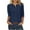 Dark Blue 3/4 Sleeve Tshirts, variant on Htigea Henley T-Shirt for Women 3/4 Length Sleeve Solid Color Front Button Minimalist Blouse Casual V Neck Summer Tops Blue,2XL