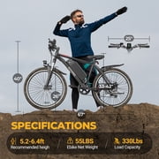 AOVOPRO BK900 Adult Electric Bicycles, 350W 26 Electric Mountain Bicycle, 48V Battery, 22Mph Electric Mountain Bike, Adjustable 7 Speed E-Bikes for Adults UL2849