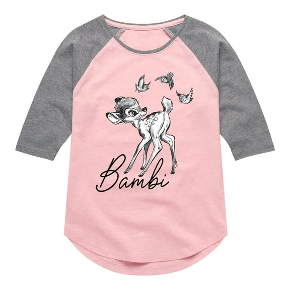 Bambi - Bambi Watercolor Art - Toddler And Youth Girls Raglan Graphic T-Shirt