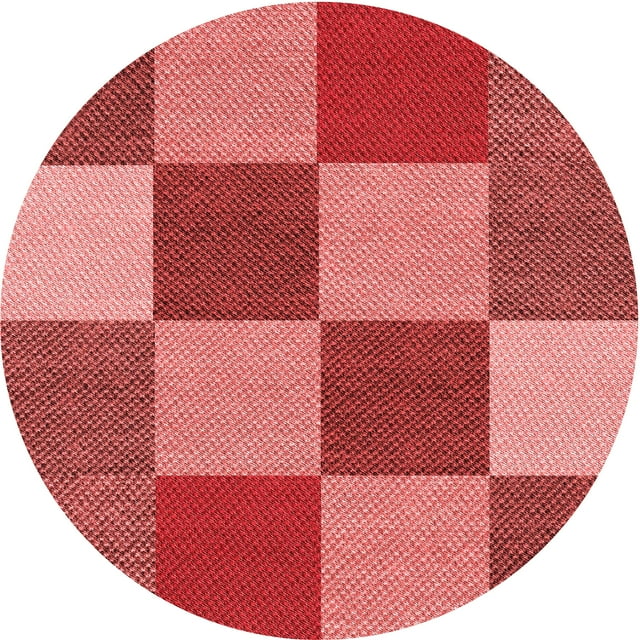 Ahgly Company Tapis Rond Lavable en Machine Intérieur Transitionnel Rouge, 4 Pieds Rond