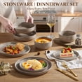 thumbnail image 3 of Vesteel Dinnerware Sets for 2, 8-Piece Stoneware Plates and Bowls Set, Dishes Set for Home Restaurant, Microwave and Dishwasher Safe, Cappuccino Brown, 3 of 10