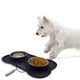 thumbnail image 1 of KE WOOW Dos platos de 400 ml c/u y Tapete Hueso de Silicón, Doble Plato para Perro, Acero Inoxidable, Tazón de Croquetas para Perros, Tazon para Agua, Comedero para Gato, Color Negro Kewoow Plato Hueso mediano, 1 of 8