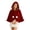 Wine, variant on Iyufng Womens Velvet Hooded Mini Cape Ruffle Edge Pom Decor Front Tie Cloak Christmas & Halloween Cosplay Wrap Cover Up