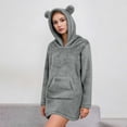 thumbnail image 6 of yardsong Flannel Pajamas for Women Women's Fleece Hooded Nightgown Long Sleeve Flannel Night Dress Fuzzy Sleepwear Pajama with Pockets Dark Gray,XXL, 6 of 9