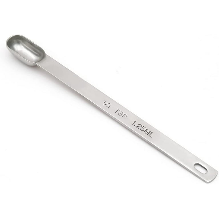 Single 1/8 Teaspoon (tsp) Measuring Spoon, Heavy-Duty Stainless Steel,  Narrow, Long Handle Design Fits in Spice Jar, Set of One 1/8 Tea Spoon