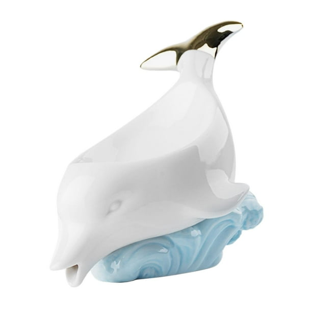 Jabonera de cerámica, jabonera, jabonera, jabonera, jabonera, jabonera con drenaje automático. Blanco