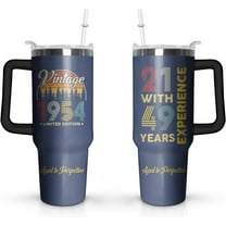 70th Birthday Stainless Steel Tumbler with Handle & Straw, Birthday Gifts Cup 70 Oz, 70 Year Old Birthday Gifts for Girls, 70th Birthday Decorations for Girls, Happy 70th Birthday Gifts for Men