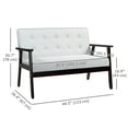 thumbnail image 3 of HOMCOM 44.5" Loveseat Sofa for Bedroom 2 Seater Couch with Wood Frame Cream, 3 of 10