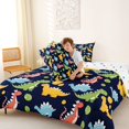 thumbnail image 4 of Feelyou Egg Dinosaur Full Size Comforter Sets for Kids Boys Girls, Ancient Wildlife Bedding Sets, Navy, Polkadot Reversible, 3-Piece, 4 of 6