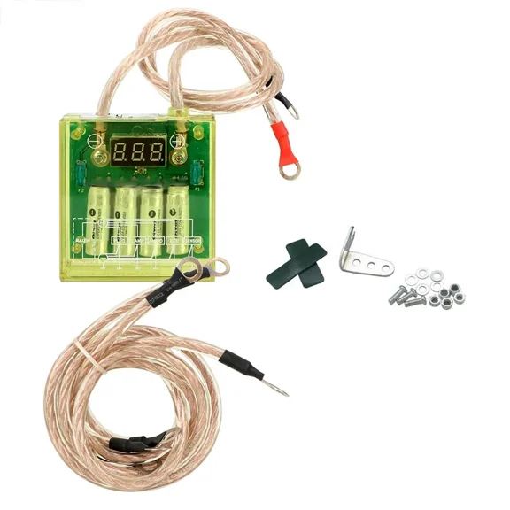 Yellow-Universal Car Voltage Stabilizer, Fuel Saver, Sochi Ground Wires, 8 Point Octagon, 6 in 1 Battery, 10mm