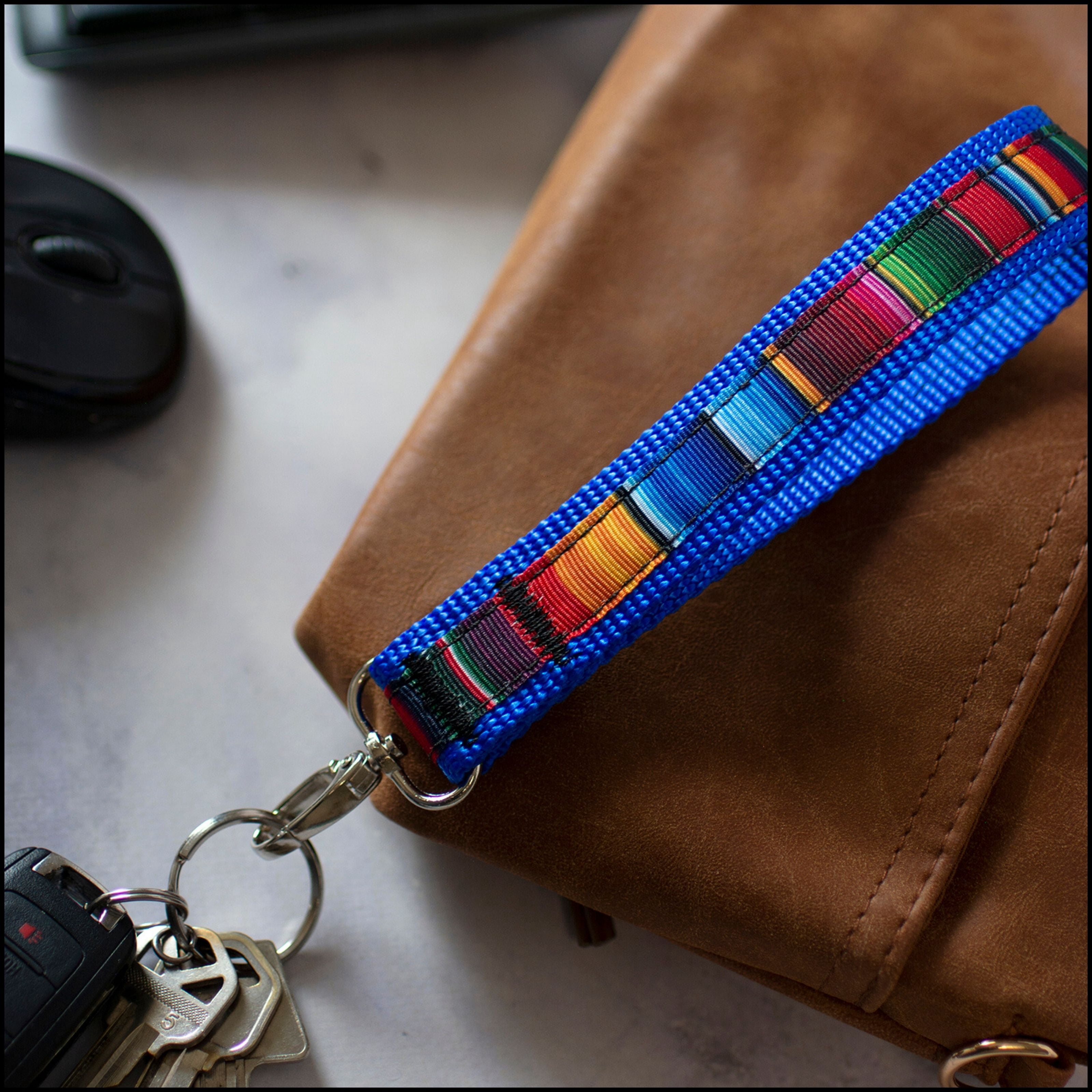 Country Brook Design® 5/8 inch Serape Ribbon on 1 inch Bright Royal Blue Nylon Webbing, 20 Yards