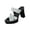 White, variant on Women's Chunky Block Heels Sandals Polka Dot Strap Open Toe Platform Slip-On Dress Shoes for Wedding Party Prom White Size 5.5