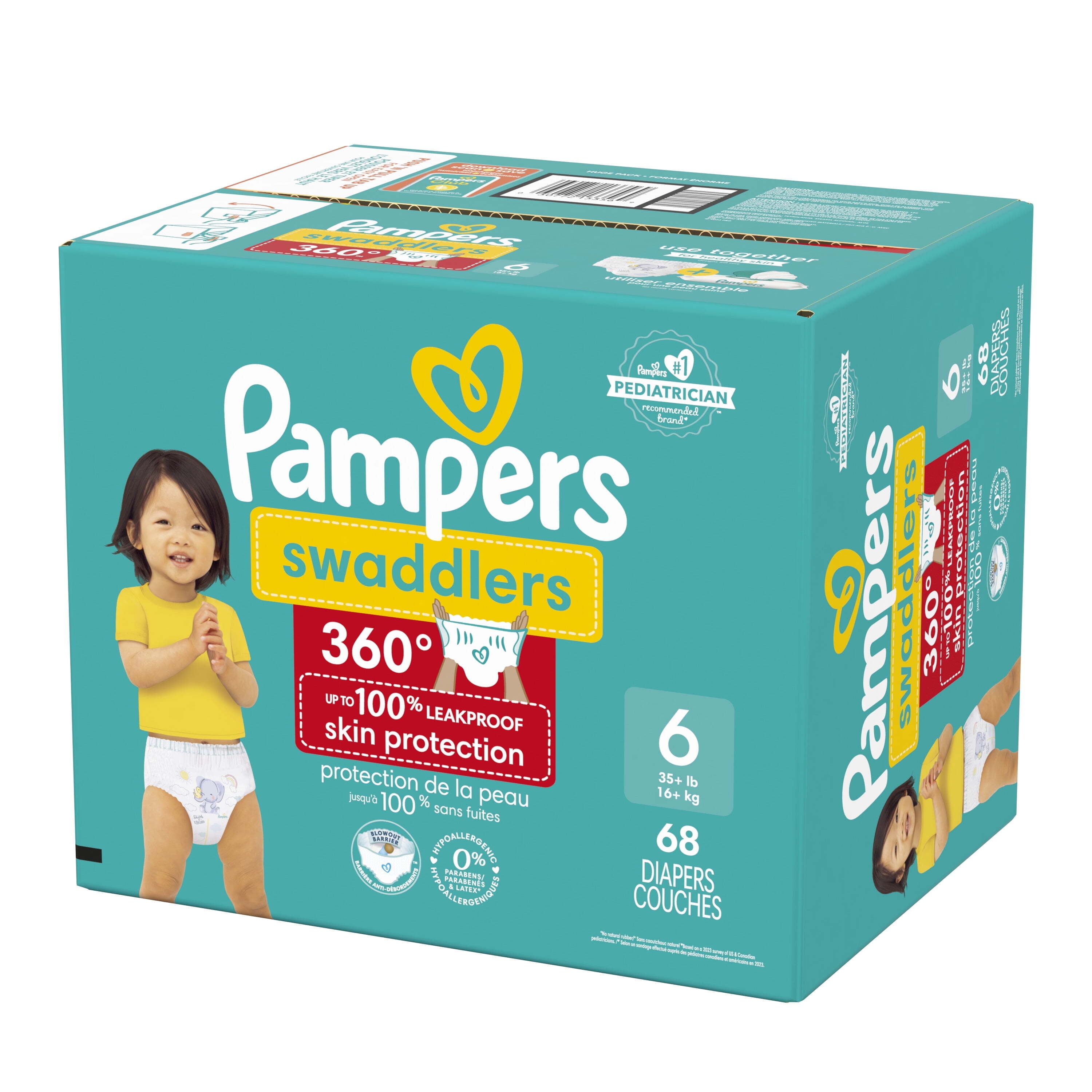 Pampers Swaddlers 360 Pull-On Baby Diapers Size 6, 68 Count (Select for More Options)