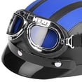 thumbnail image 3 of Universal motocicleta scooter cuero sintético cara abierta medio casco y visera gafas UV azul Jadeshay  A, 3 of 7
