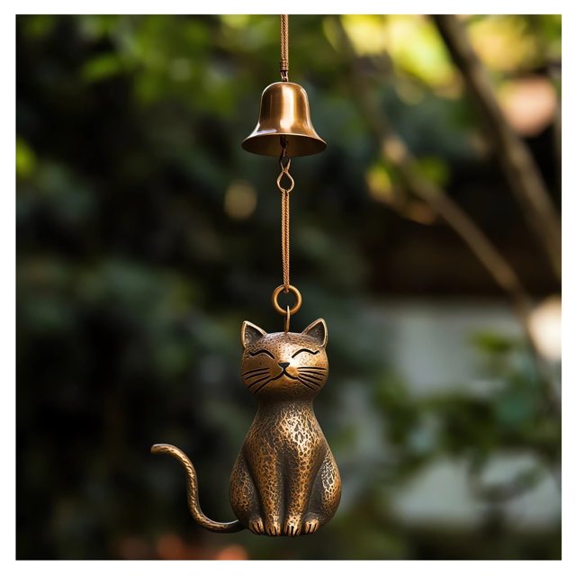 Carillón de viento GYLCTOM Cat 2025 de cerámica para decoración de jardín al aire libre