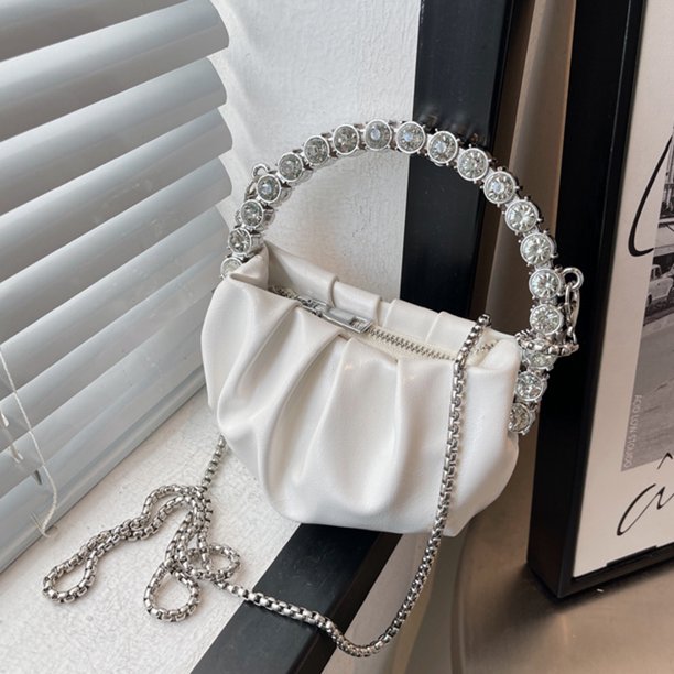 Bolsa De Noche Bolsa de banquete para mujer moda plisado brillante duradero ligero para asistir a banquetes Sywqhk Para Estrenar