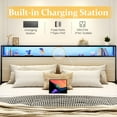 thumbnail image 3 of Lifezone King Size Bed Frame with 2-Tier Bookcase Headboard Platform Bed with Charging Station & LED, 4 Storage Drawers, Metal Support, No Box Spring Needed, Noise Free, Beige, 3 of 7