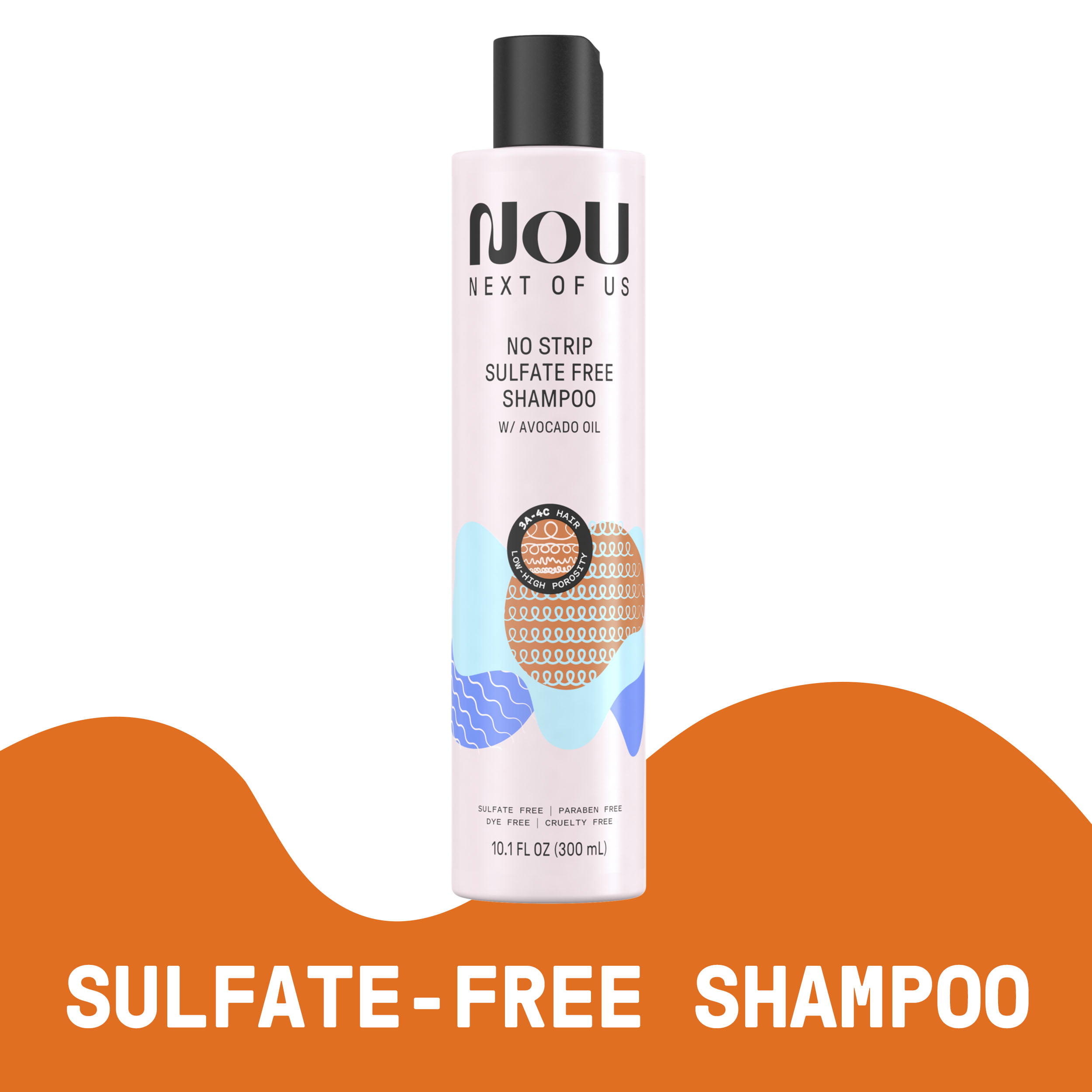 NOU No Strip Sulfate Free Shampoo, For Curly & Coily Hair,  fl oz -  