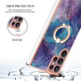 thumbnail image 4 of SaniMore for Samsung Galaxy S24 Ultra Case, Marble Pattern 3 in 1 Heavy Duty Shockproof Full Body Hard PC+IMD Bumper Drop Protective Women Girls Cover Rotating Ring Bracket Stand, Purple, 4 of 10