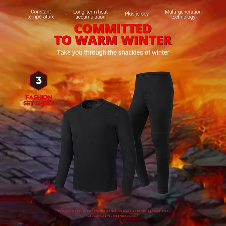 Men's Thermal Underwear, Electric Heating Underwear Knee Heating Thermal  Trousers Cold Proof Winter Hiking Camping,Grey-XXL