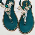 thumbnail image 3 of 1 par de sandalias de verano para mujer, planas, con diamantes de imitación, estilo bohemio, para mujer y niña (verde oscuro, talla 38, 24 cm, 7 EE. UU., 4,5 Reino Unido, 38 UE, 9,432 pulgadas), 3 of 8