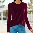 thumbnail image 2 of EHQJNJ Women's Tops Dressy Casual Velvet Top Long Sleeve Shirts Solid Color Ladies Blouses Plus Size Sweatshirts Casual T Shirts Tops Soft Tunic Round Neck Pullover Loose Fit Jumper Mountain Top, 2 of 6