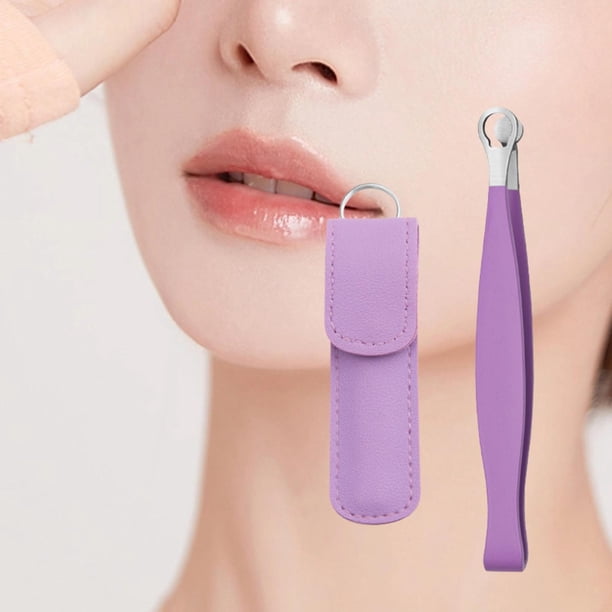 Pinzas para recortar el pelo de la nariz Yinane recortador de pelo para orejas y cejas Violeta con bolsa
