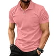 thumbnail image 2 of Polo Shirts For Men Men's Fashion Solid Color Short Sleeve Casual Cotton Golf Shirt with Pocket Breathable Polo for Spring Summer and Office Wear Men's Clothing Pink S, 2 of 6