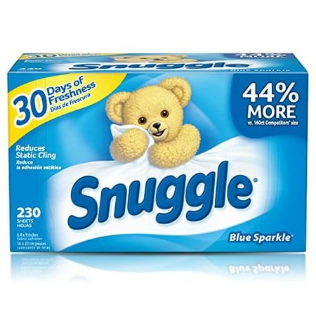 Snuggle Fabric Softener Dryer Sheets Blue Sparkle Reduces Static Cling 230