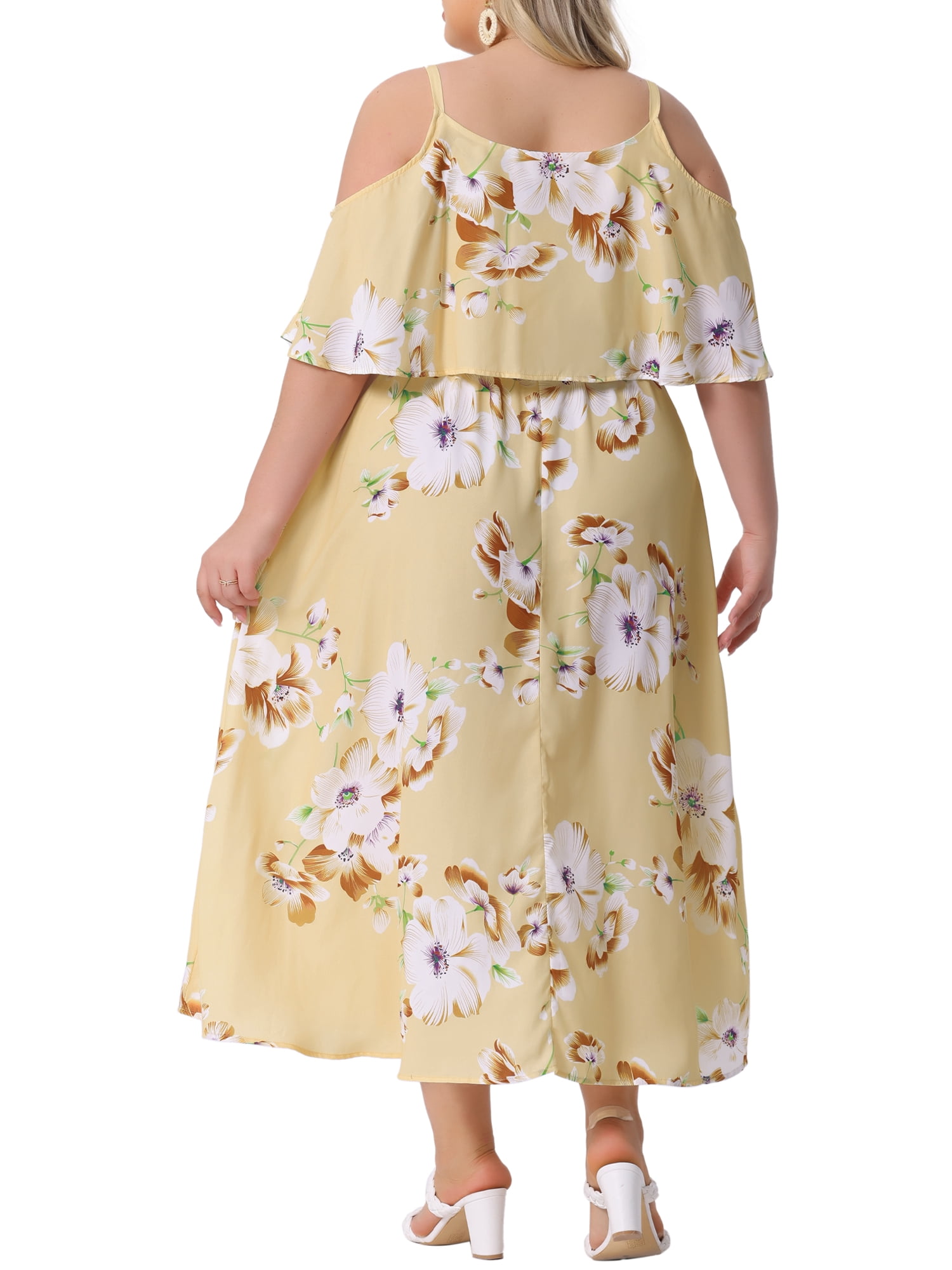 DARING DIVA Plus Size Maxi Square Neck Adjustable Strap Dress 2X Yellow