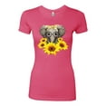 thumbnail image 2 of Elephant Sunflower Cute Love Animal Lover Womens Slim Fit Junior Tee, Hot Pink, Small, 2 of 3
