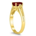 thumbnail image 2 of SZUL Women's 8X6MM Garnet and Diamond Open Three Stone Ring in 10K Yellow Gold, 2 of 4
