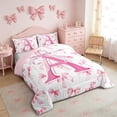 thumbnail image 3 of Meiyoeat Girly Letter A Twin Comforter Sets 3-Piece for Girls, Pink Bow Print Bedding Set for Bedroom, Pink White,Pink Reversible, 3 of 7