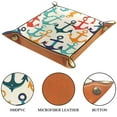 thumbnail image 3 of Women Girls Leather Square Dish Trinket Plate Jewelry Tray for Mothers Day Birthday Gift, Colorful Anchors Pattern, 3 of 6