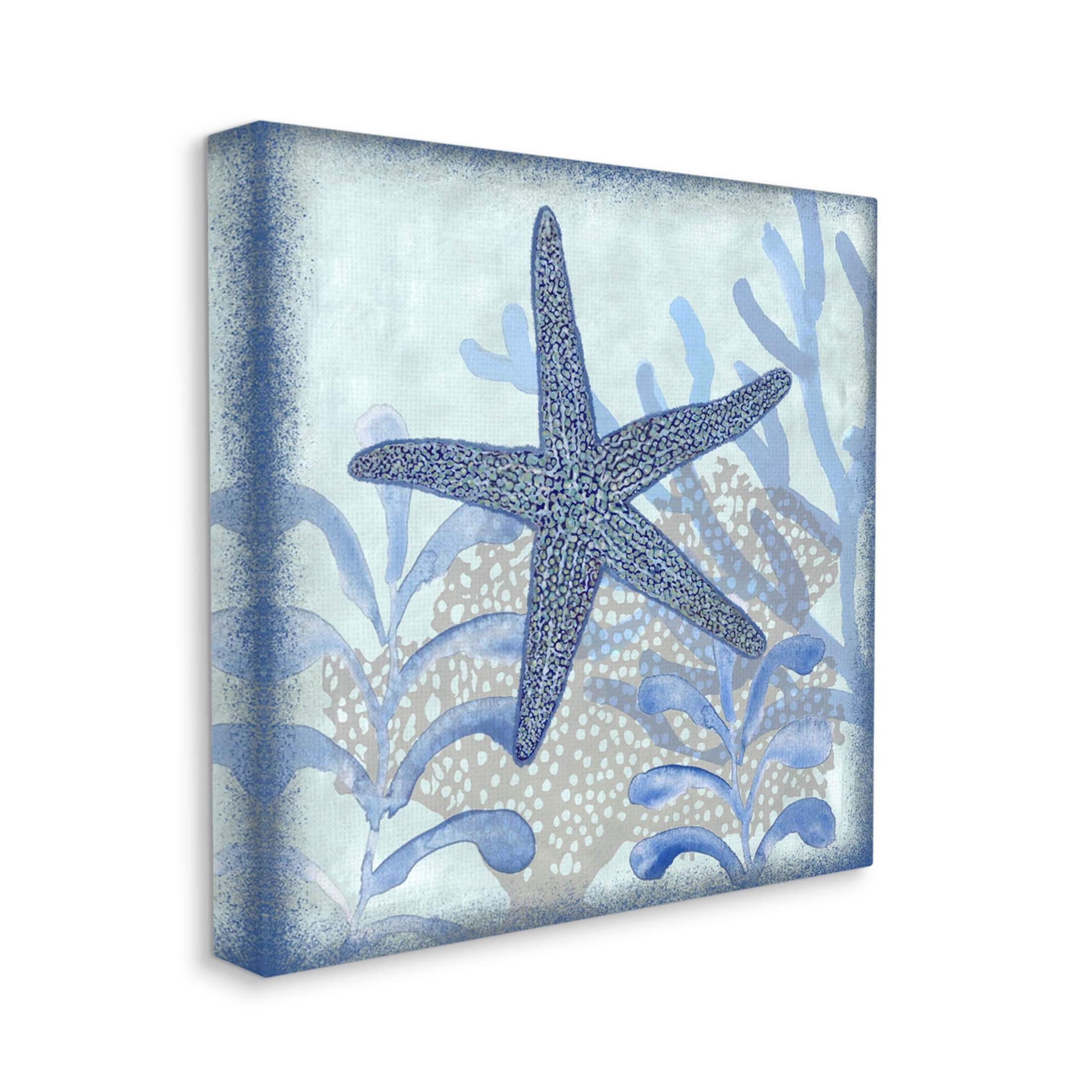 Vivid Blue Starfish Marine Life Animals & Insects Graphic Art Gallery Wrapped Canvas Print Wall Art