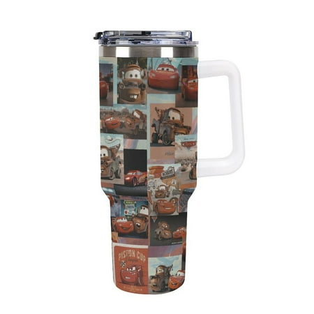

Movie Cars Car Tumbler with Handle And Straw Lid Large Capacity 40 Oz Travel Coffee Mug Vacuum Insulated Stainless Steel Water Bottle Car Cup