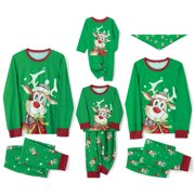 XINGQING Family Matching Christmas Pajamas Set Long Sleeve Christmas Elk Print Tops Trousers Suit Sleepwear