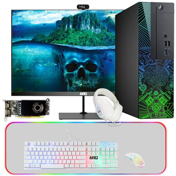 Restored Lumos 8 Gaming Desktop PC,Intel Core i5 8th Gen,16GB RAM,128GB SSD + 2TB HDD,AMD RX 550 4GB GDDR5 Graphics Card,24 Inch Monitor,PCI-E Bluetooth|Wi-Fi,RGB Kit,Win 11 Home