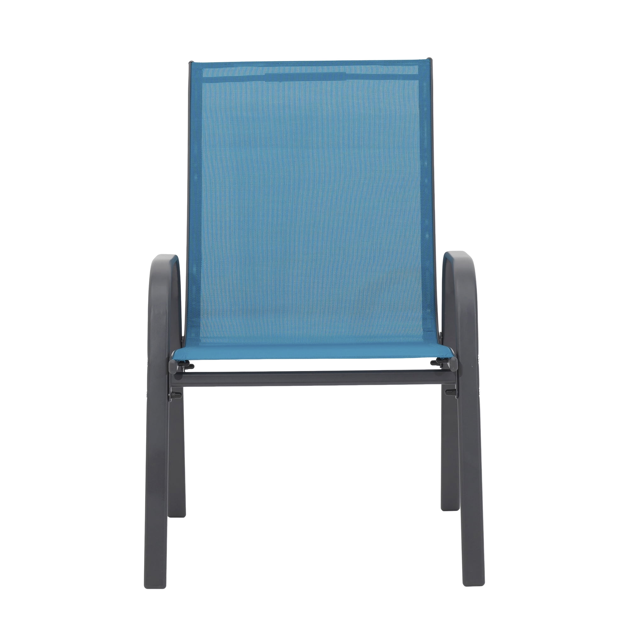 Leumius Outdoor Dining Chair Set of 6, All-Weather Patio Dining Chair with High Backrest and Metal Frame, Indoor Outdoor Chairs for Bistro, Deck, Backyard, Porch,Blue