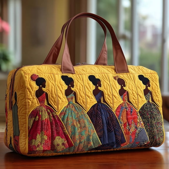 Golden Queens Quilt Duffle Bag, Quited Travel Tote Bag, Quited Weekender Travel Bag, Carry On Duffle