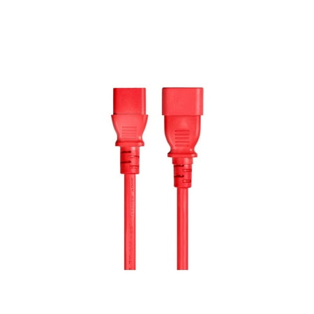 UPC: 0889028163924 | Monoprice Extension Cord – 1 Feet – Red IEC 60320 C14 to IEC 60320 C13  16AWG  13A/1625W  125V  3-Prong  SJT  For Powering Computers  Monitors  etc.