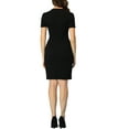 thumbnail image 3 of INSPIRE CHIC Women's Business Casual Round Neck Short Sleeve Knit Bodycon Sheath Dress XS Black, 3 of 5